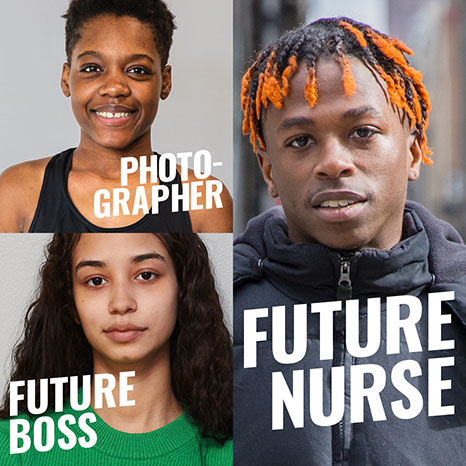 Pictures of youth as Photographer, Dancer, Future Nurse